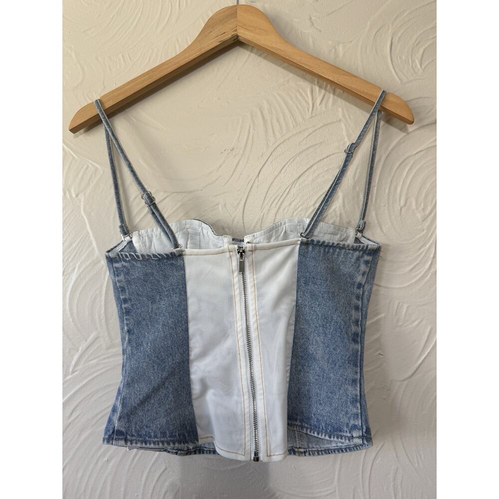 WeWoreWhat Denim Underwire Corset Top Y2K Structured Bustier Light Wash Size 2 - Picture 4 of 8